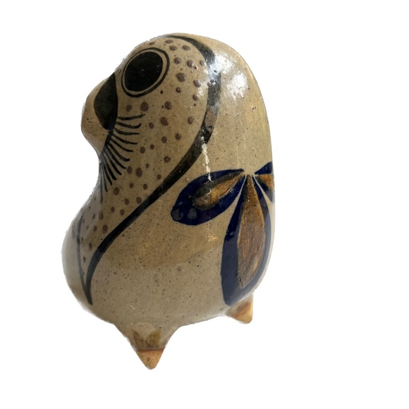 Mexico Pottery Folk Art Hand Painted Bird Brown Blue Green 4" X 4 3/4” Mexican - Picture 8 of 9